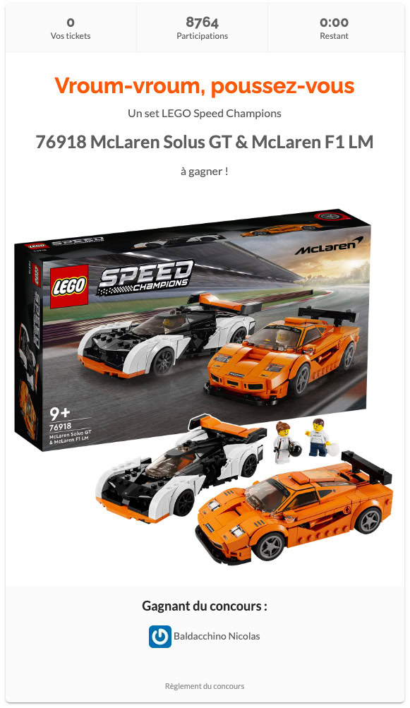 ▻ Contest: A copy of the LEGO Speed ​​Champions 76918 McLaren